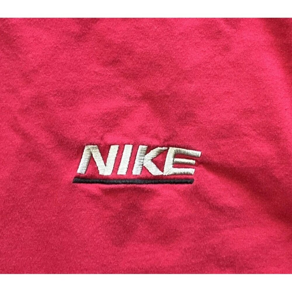 Vintage Nike 90s Red Cotton T-Shirt Men’s XXL Swoosh Logo Black Gray Trim Y2K - Picture 5 of 15